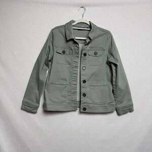DG2 by Diane Gilman Sage Green Utility Jacket Size L Pockets EUC